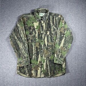 Vintage Camo Button Up Shirt Key International Trebark Mens XL USA Made 90s